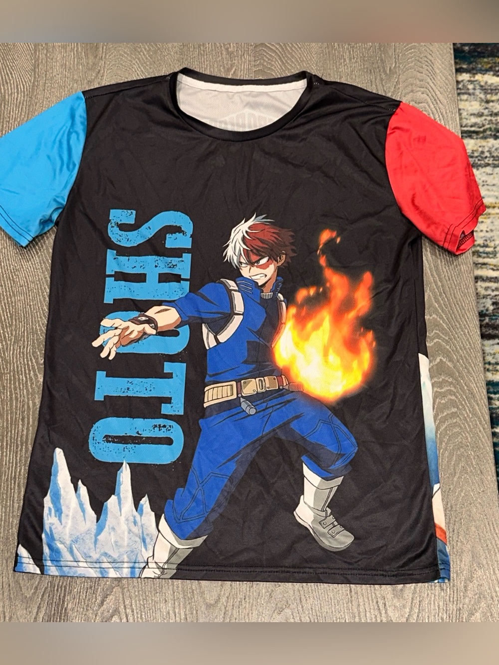 My Hero Academia Todoroki Shoto Anime Graphic lightweight T-Shirt Fire Ice